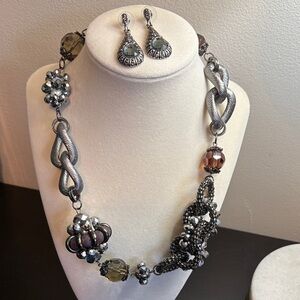 Elegant Silver and Black Jewelry Set